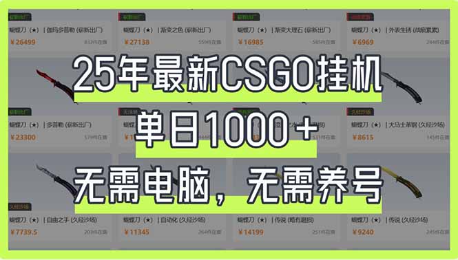 （14178期）25年最新CSGO挂机系统，单日1000+，无需电脑，无需养号，0基础可上手-轻创工坊