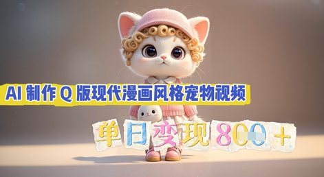 AI制作Q版现代漫画风格宠物视频，单日变现几张-轻创工坊