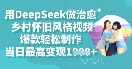 用DeepSeek做治愈乡村怀旧风格视频，爆款轻松制作，当日最高变现多张-轻创工坊